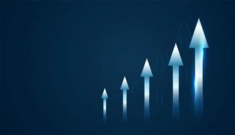 Arrows move up in a stepped pattern, representing systematic Growth in Busi.. Stock Illustration