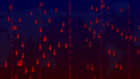 Arrows Moving Down and World Map Background Stock-Footage 249712886