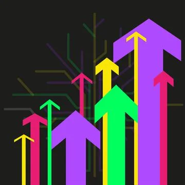 Arrows moving forward dark background Stock Illustration