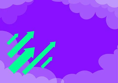 Arrows moving quickly towards sky surrounded with clouds representing achieving Stock Illustration