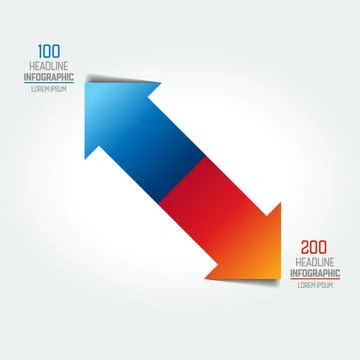 Arrows in oposite direction  infographic, chart, scheme, diagram. Stock Illustration