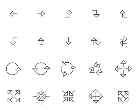 Arrows Or Navigation Icons Thin Line Set Big Stock Illustration