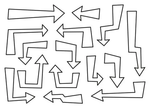 Arrows or Pointers Icons Thin Line Vector Illustration Set Stock Illustration