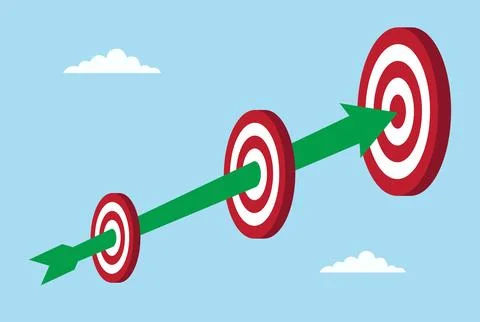 Arrows piercing through short term, medium term, and long term Stock Illustration