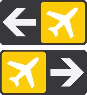 Arrows to plane sign Stock Illustration