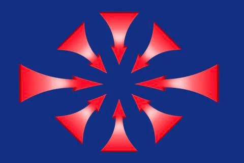 Arrows point to the same point indicating the object of interest. Stock Illustration