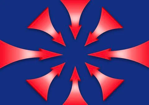 Arrows point to the same point indicating the object of interest. Stock Illustration