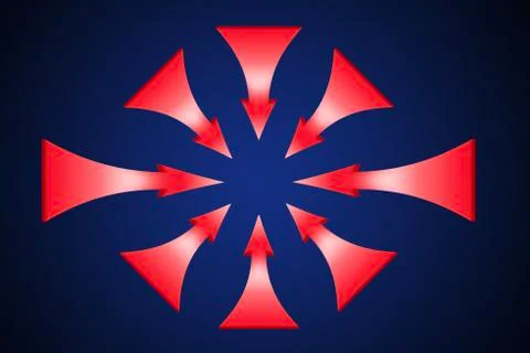 Arrows point to the same point indicating the object of interest. Stock Illustration