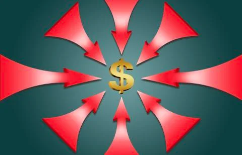 Arrows point to the same point indicating the object of interest. Stock Illustration