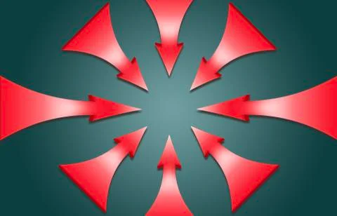 Arrows point to the same point indicating the object of interest. Stock Illustration