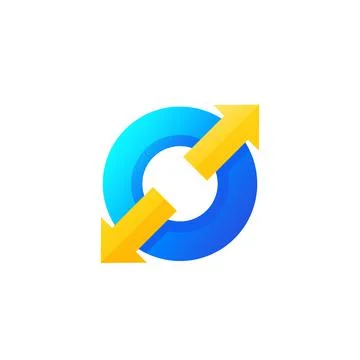 Arrows pointed in two directions and a circle Stock Illustration