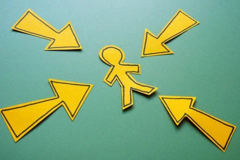 Arrows pointing to customer as target audience or client focus. Stock Photos