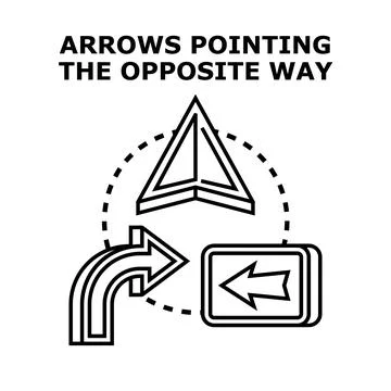 Arrows pointing different directions choosing alternative way Stock Illustration