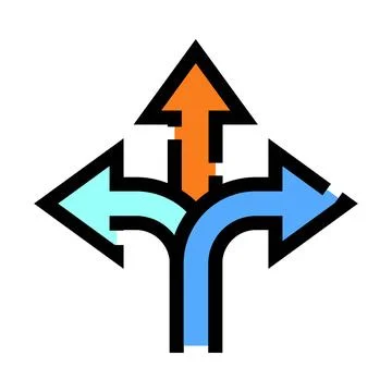 Arrows pointing different directions making a decision choice イラスト素材