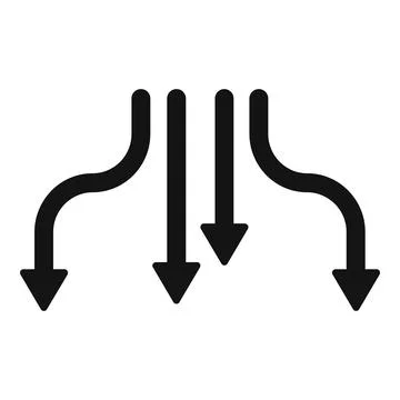 Arrows pointing down representing converging data flow Stock Illustration