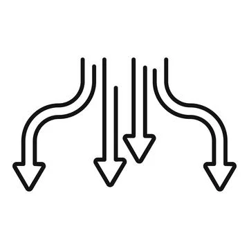 Arrows pointing down representing decrease trend icon Stock Illustration