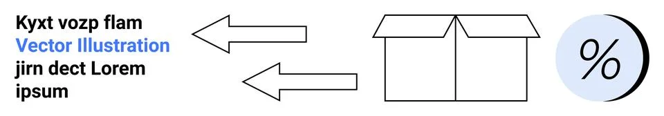 Arrows Pointing Left, Open Box, and Percentage Symbol Stock Illustration