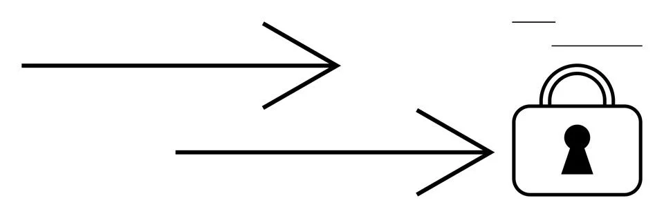 Arrows Pointing to Lock Icon Representing Security and Protection Stock Illustration
