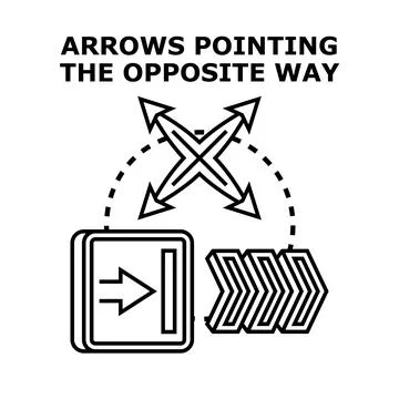 Arrows pointing opposite ways presenting different directions Stock Illustration