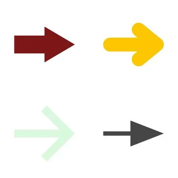 Arrows pointing right different designs and colors Stock Illustration