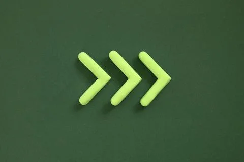 Arrows pointing right side. 3D mockup, pointer sign pointing direction Stock Photos