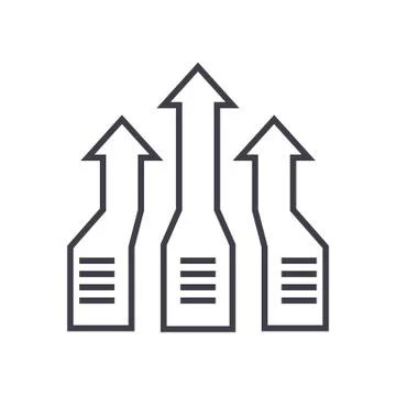 Arrows up,progress vector line icon, sign, illustration on background, editable Stock Illustration