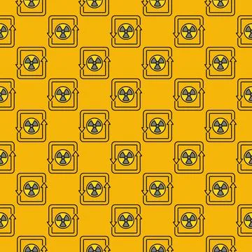 Arrows with Radiation symbol vector Nuclear Zone colored seamless pattern 스톡 일러스트