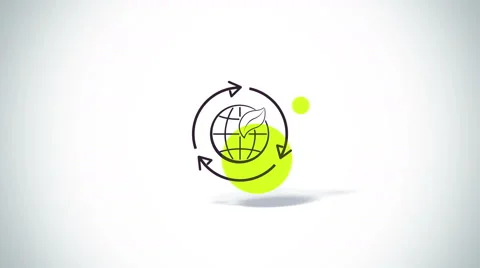Arrows rotate with earth and leaf eco symbol animation Stock Footage 62351213