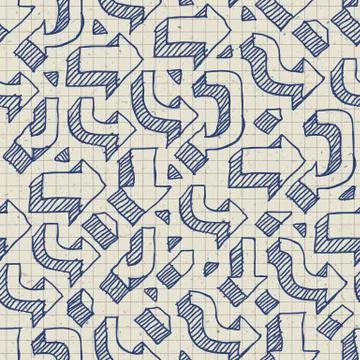 Arrows seamless pattern on paper of exercise book イラスト素材