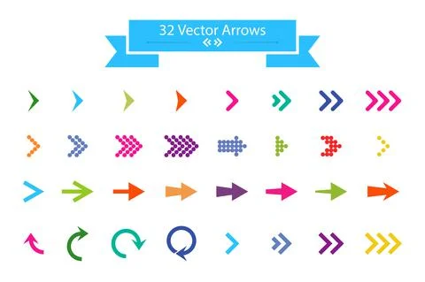 Arrows set. Arrow icon. Arrow colorful colored. vector icon. Arrow. Arrows ve Illustrazione stock