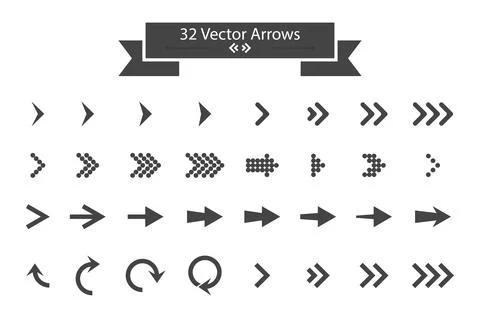 Arrows set. Arrow icon. Arrow black colored. vector icon. Arrow. Arrows vecto Stock Illustration