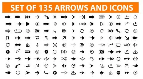 Arrows set, Arrow icon collection. Cursor, simple, flat arrows. black and white Stockillustratie