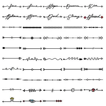 Arrows set black hand-drawn to clip art element doodle arrows tribal arrows Stock Illustration