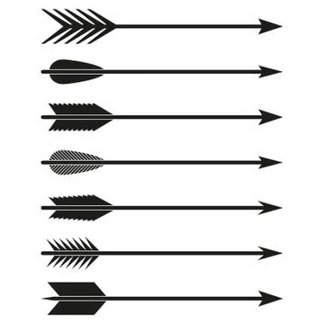 Arrows set. Bow arrows. Archer symbol isolated on white background. Vector illus Stock Illustration