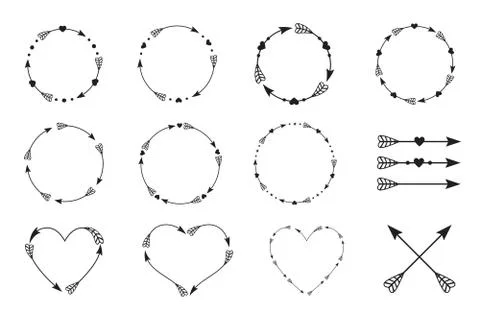 Arrows set, cross arrows, circle arrows vector Stock Illustration