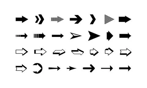 Arrows set with different style isolated on white background. Vector EPS 10 Stock Illustration
