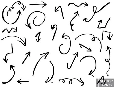 Arrows. Set. Hand drawing. Black. For your design. Stock Illustration