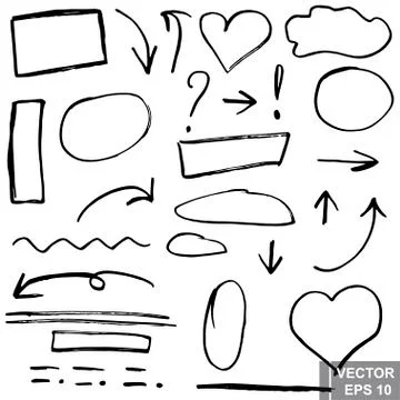 Arrows. Set. Hand drawing. Black. For your design. Ilustração Stock