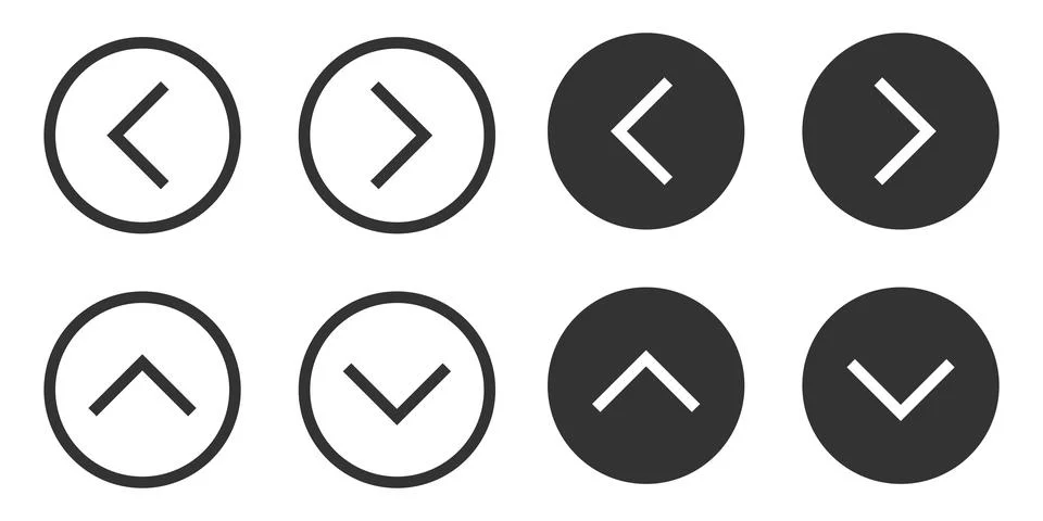 Arrows set icon. Direction left, right, up and down pointer in a circle sym.. Stockillustratie