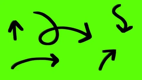 Arrows Set Scribble Doodle Hand Drawn Animation Green Screen Stock Footage 102050002