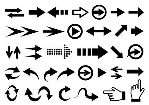 Arrows set. Vector illustration. Set different arrows or web design. Stock Illustration