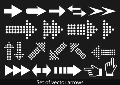 Arrows set. Vector illustration. Set different arrows or web design. Stock Illustration