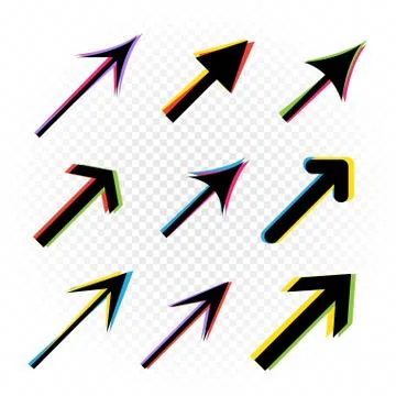 Arrows sign in colored glitch shape Stock Illustration