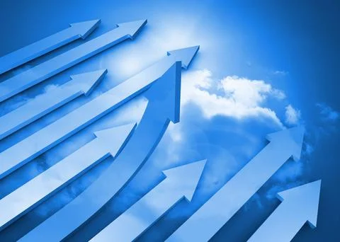 Arrows in the sky in blue Illustrazione stock