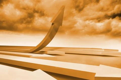 Arrows in the sky in orange Stock Illustration