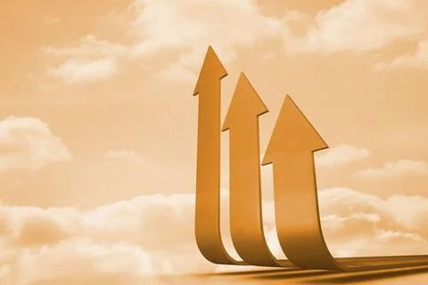 Arrows in the sky in orange Stock Illustration
