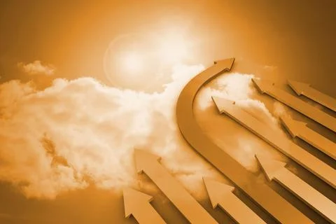 Arrows in the sky in orange 写真素材