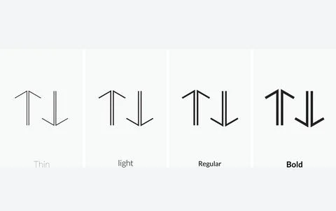 Arrows Sort icon. Thin, Light Regular And Bold style design isolated on whi.. Stock Illustration
