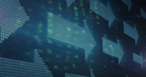 Arrows streaming across interface, forming layered blue dot arrows with faint Stock Footage 307461841