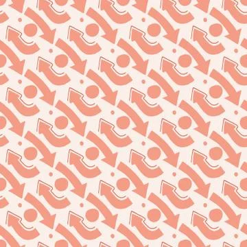 Arrows symbol abstract isolated pattern. Light coral elements on white backgr Stock Illustration